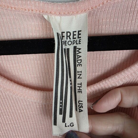 Free People Tank Top Pink Sleeveless Ribbed Racerback Size Large Casual Normcore - Picture 3 of 6